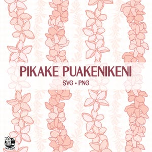 Seamless Pattern Pikake Lei And Puakenikeni Lei | Vertical Flower Lei Png | Lei Digital Download