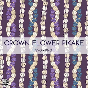 Seamless Pattern Pikake Lei and Crown Flower Lei | Twist Flowers Png | Lei Strand Svg Cut File | Lei Digital Download