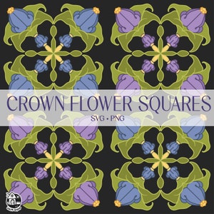 Seamless Pattern Crown Flower | Floral Lei Png | Squares Svg Cut File | Lei Digital Download