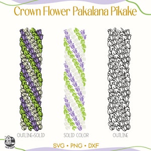 Pakalana Pikake and Crown Flower Lei Svg | Purple Crown Flowers Svg | Triple Floral lei Svg Cut File | Clip Art Lei Digital Download