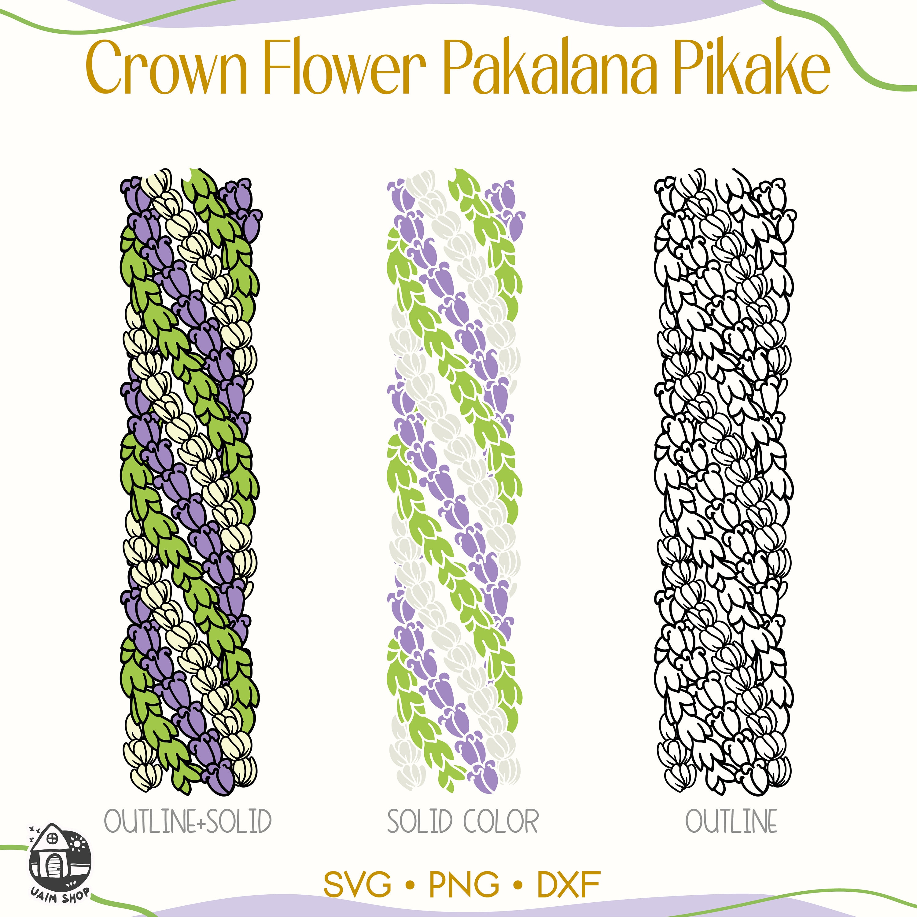 Pakalana Pikake i Lei z Kwiatami Wianka w formacie SVG | Plik z trzema kwiatami do wycięcia | Pobieranie cyfrowe