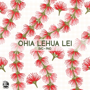 Seamless Pattern Ohia Lehua Lei | Curve Flower Png | Svg Cut File | Lei Digital Download
