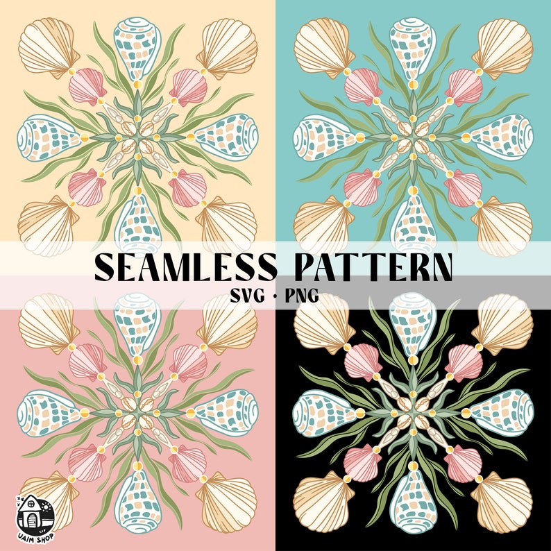 Seamless Pattern Hebrew Cone Shell Png | Squares Seashell Svg | Digital ...