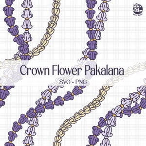 Seamless Pattern Crown Flower and Pikake Lei | Twist Flowers Lei Png | Floral Curves Svg Cut File | Lei Digital Download