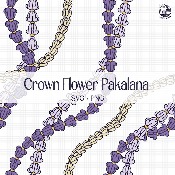 Seamless Pattern Crown Flower and Pikake Lei | Twist Flowers Lei Png | Floral Curves Svg Cut File | T-shirt Lei Digital Download