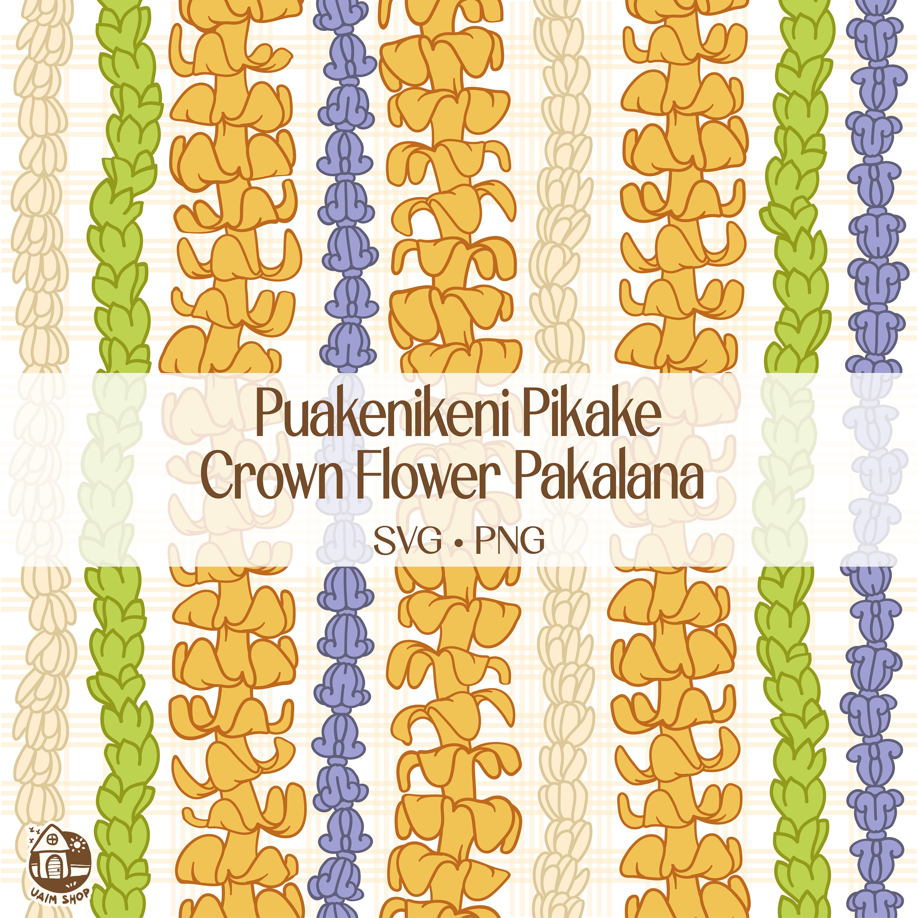 Seamless Pattern Puakenikeni Pikake Crown Flower and Pakalana Lei