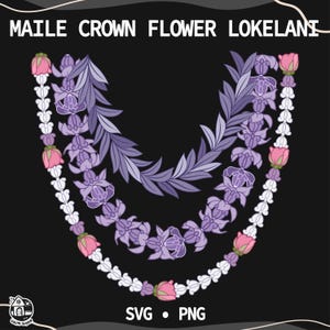 Maile Crown Flower Lokelani Lei Svg | Curve Flower Svg | Leaf Lei Png Digital Download