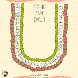Pakalana Pikake and Lokelani Lei Svg | Floral lei Svg | Strand Lei Flower Svg Cut File | Lei Digital Download