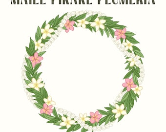 Circle Maile Pikake and Plumeria Lei | Curve Flower Svg Cut File | Lei Digital Download