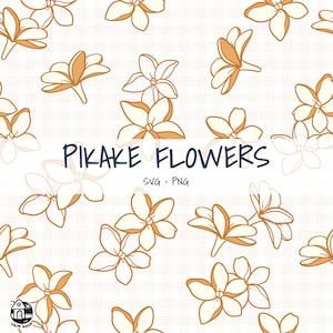 Seamless Pattern Pikake Flowers Png | Outline Floral Png | Lei Digital Download