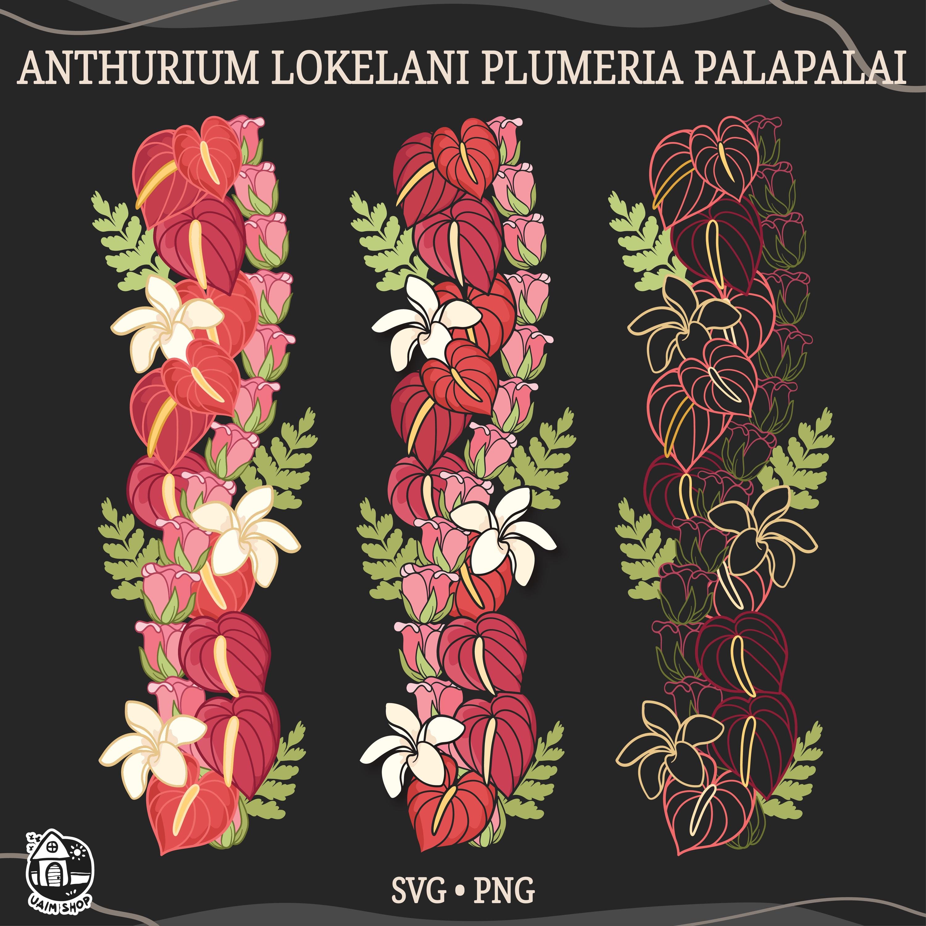 Anthurium Lokelani Plumeria and Palapalai | Twist Flower Lei Svg
