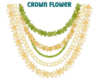 Pakalana Mokihana and Crown Flower Lei | Curve Floral Lei Png