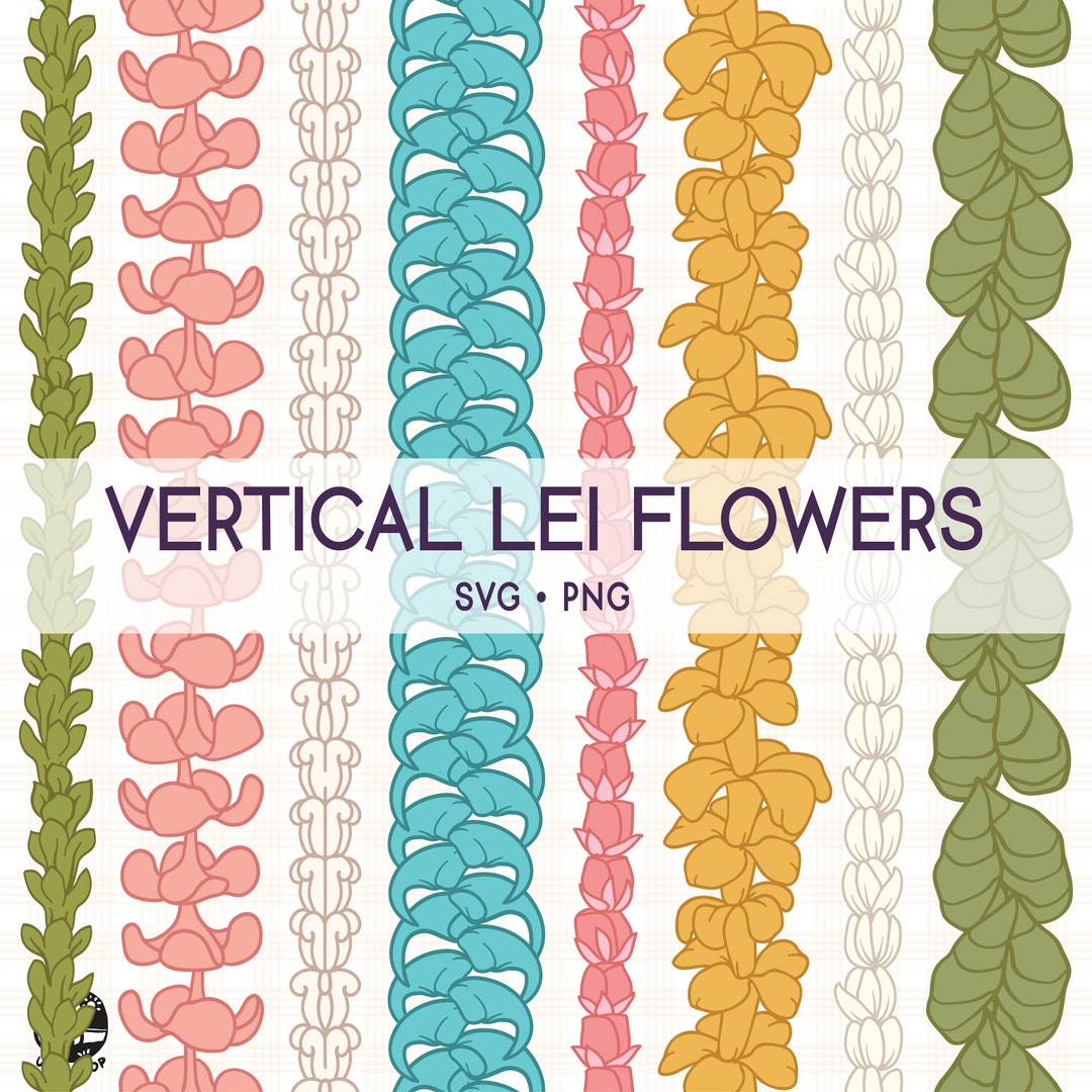 Seamless Pattern Vertical Lei Flowers | Leaf Svg Cut File | Lei Digital ...