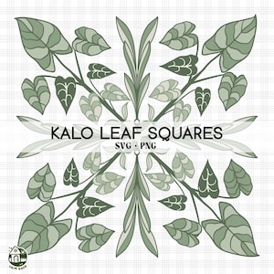 Seamless Pattern Kalo Leaf | Svg Cut File | Kalo Leaf Squares | Lei Digital Download
