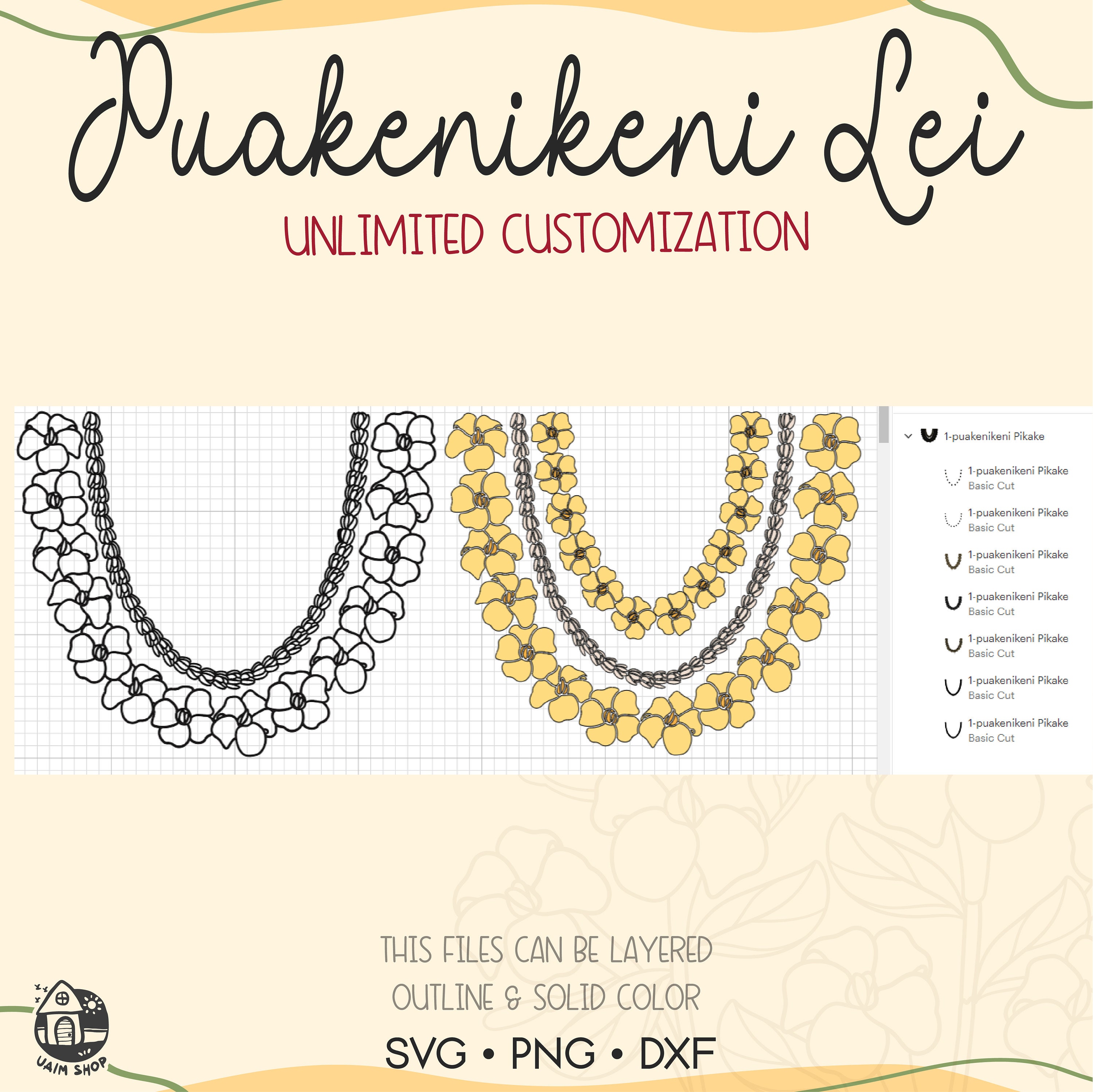 Leiページ Hawaiian Lei MagicTags: SVG Cricut Silhouette Laser Files