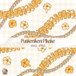 Seamless Pattern Puakenikeni and Pikake Lei | Curve Floral Lei Png | Twist Lei Svg Cut File | Lei Digital Download