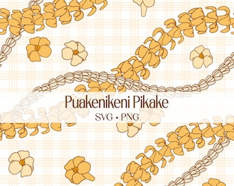 Seamless Pattern Puakenikeni and Pikake Lei | Curve Floral Lei Png | Twist Lei Svg Cut File | T-shirt Lei Digital Download