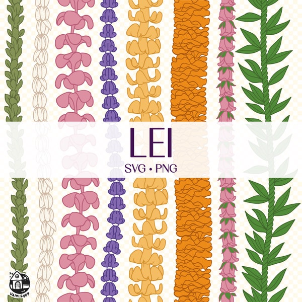 Seamless Pattern Lei Flowers | Vertical Lei Png | Svg Cut File | T-shirt Lei Digital Download