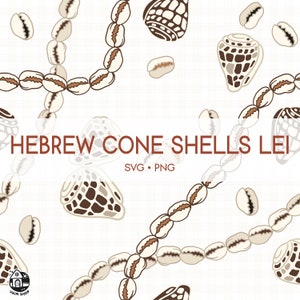 Seamless Pattern Hebrew Cone Shell Lei | Seashell Lei Strand Cut File PNG | Lei Digital Download