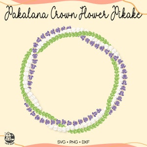 Circle Pakalana Crown Flower and Pikake Lei Svg | Floral lei Svg | Twist Lei Flower Svg Cut File | Lei Digital Download