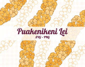 Seamless Pattern Puakenikeni Flower lei Outline Png | Flower Svg Cut File | Digital Download