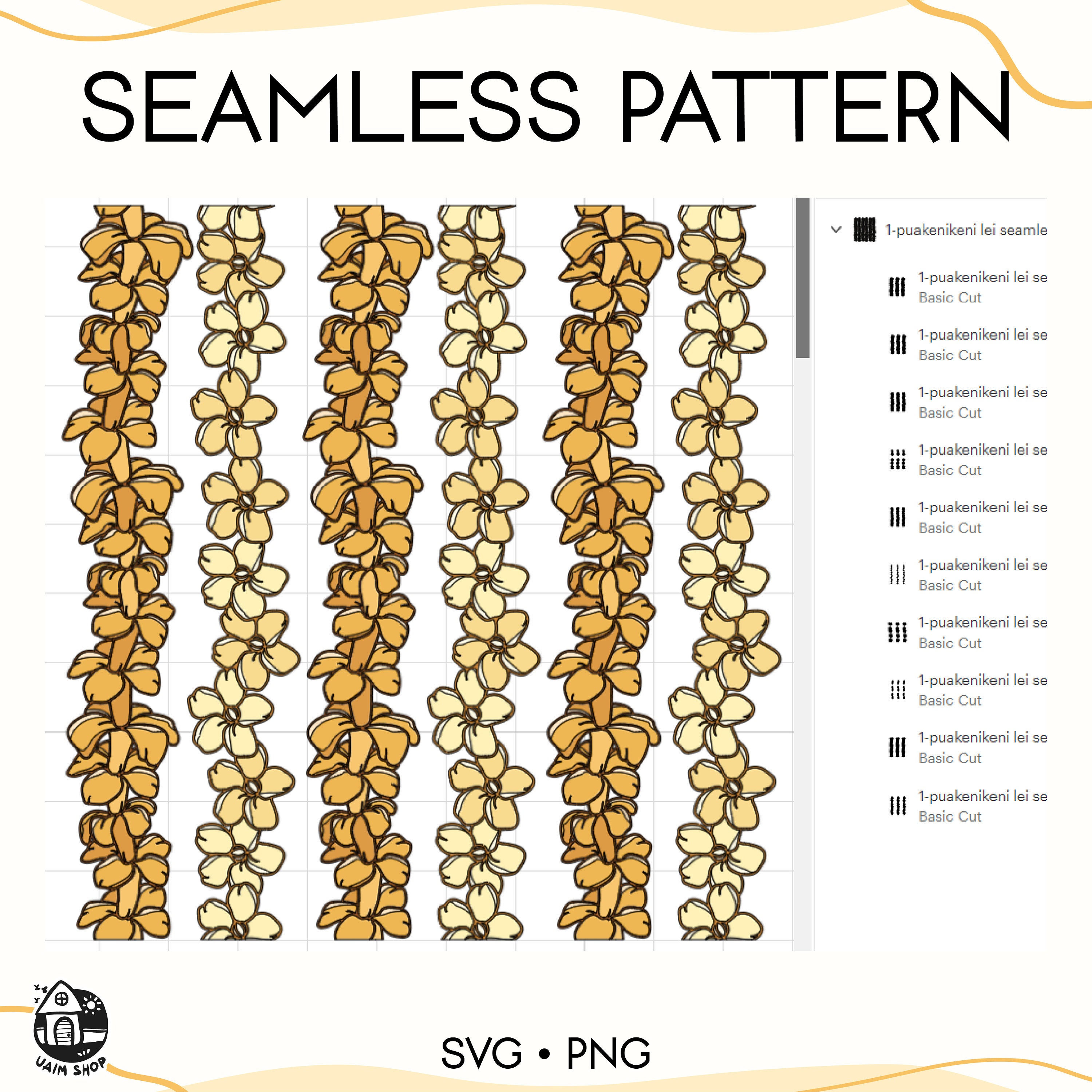Seamless Pattern Vertical Puakenikeni Lei | Floral Lei Png | Digital ...