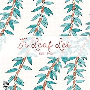 Seamless Pattern Maile Lei | Ti Leaf lei Png | Svg Cut File | Lei Digital Download