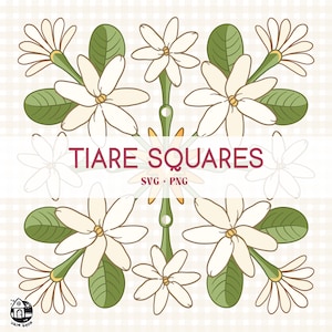 Seamless Pattern Tiare Flower | Floral Png | Squares Tiare Flower Svg Cut File | Digital Download