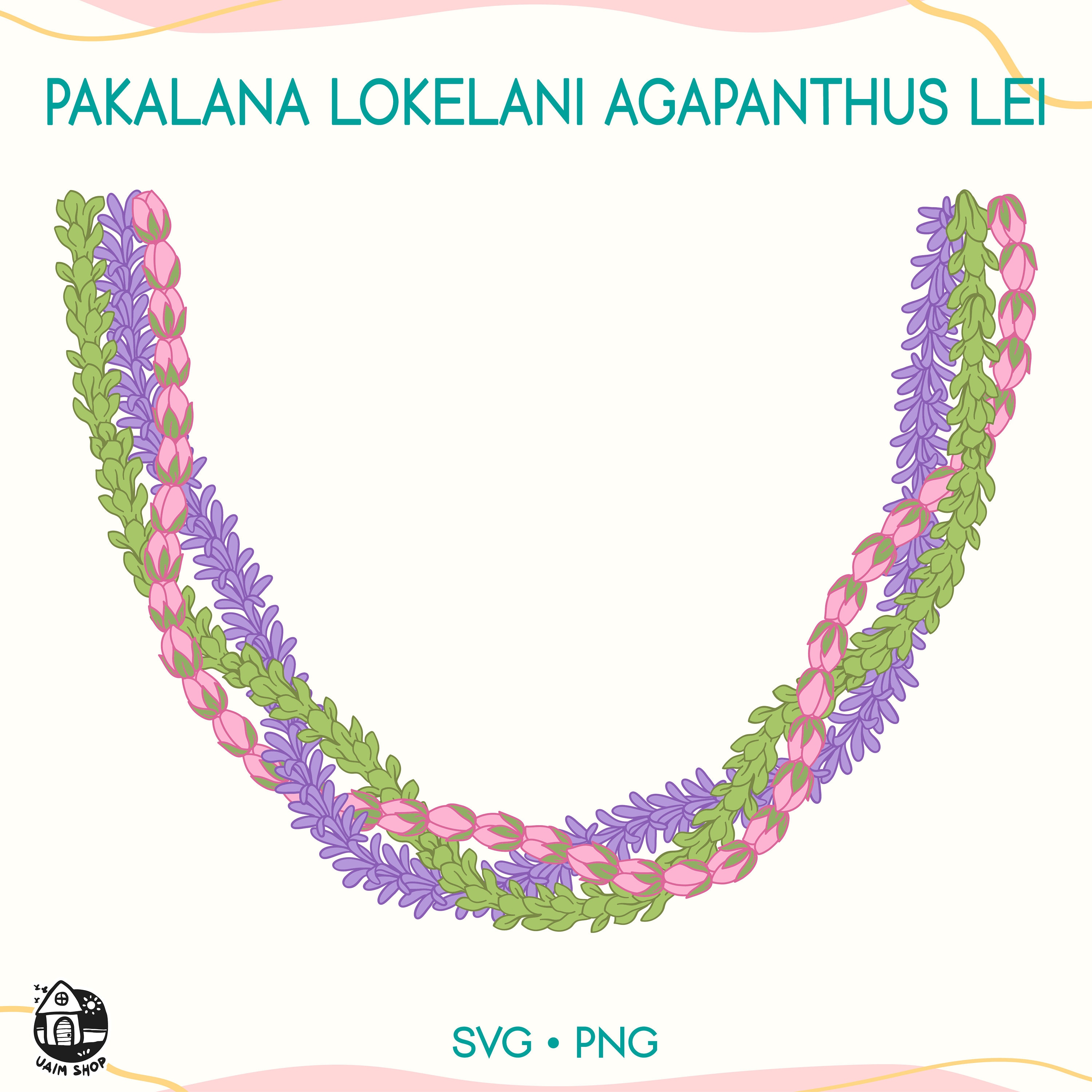 Curve Pakalana Lokelani and Agapanthus Lei Svg | Triple Flower Lei