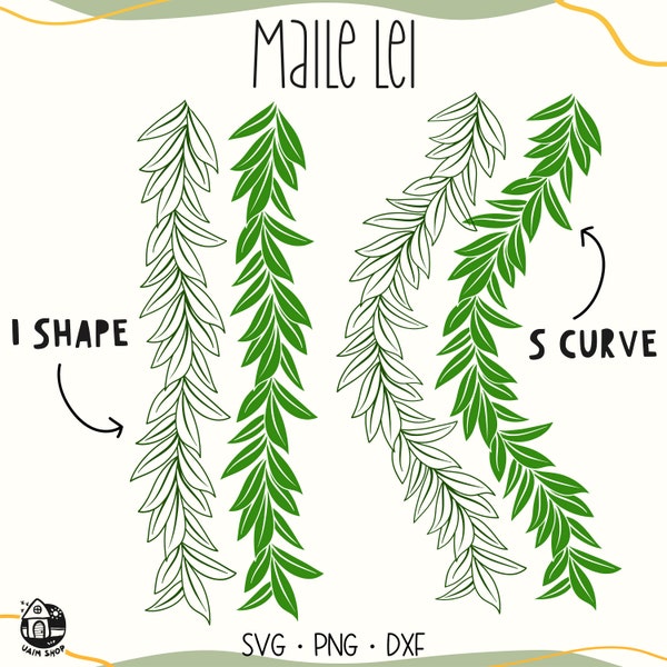 2 Shape Maile Lei Svg | Lei Strand Svg | Lei Cut File | T-shirt Lei Digital Download