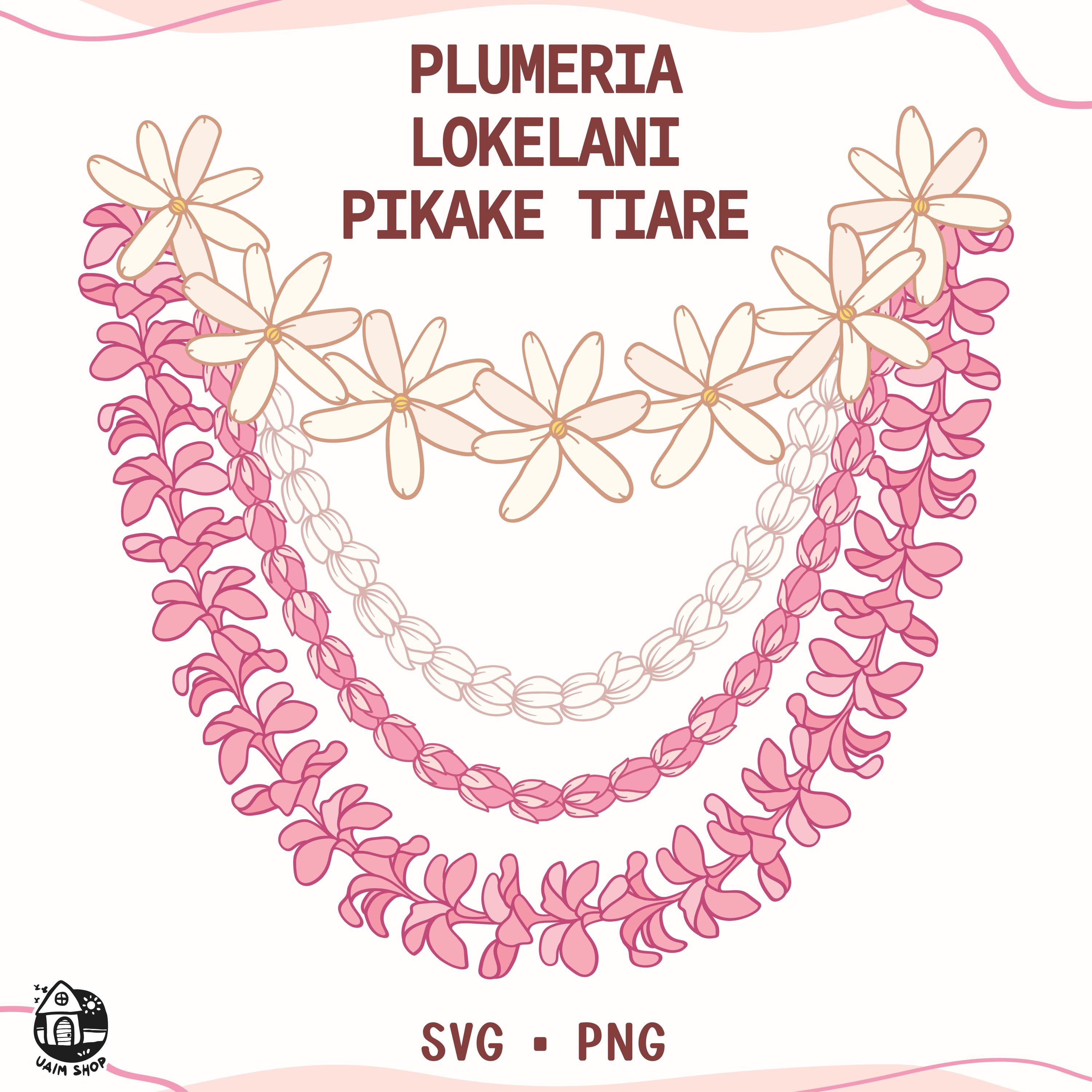 Plumeria Lokelani Pikake and Tiare Lei | 4 Flowers Curve Cut File