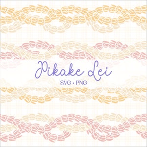 Seamless Pattern Triple Pikake Lei | Curve Floral Lei Png | Twist Lei Svg Cut File | Lei Digital Download