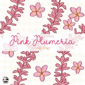 Lei de plumeria con patrón sin costuras / Lei floral curvo PNG / Lei Svg archivo de corte / Lei descarga digital
