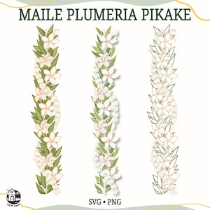 Maile Plumeria Pikake Lei SVG | Twist Flower Leaf Cut File | Digital Download