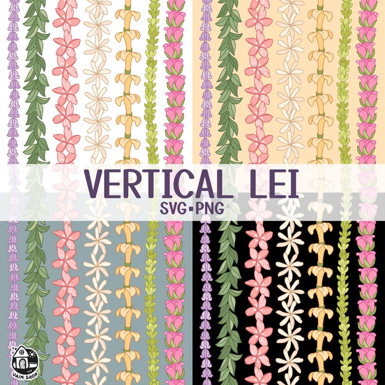 Seamless Pattern | Vertical Lei Png | Lei Strand Flower | Digital ...