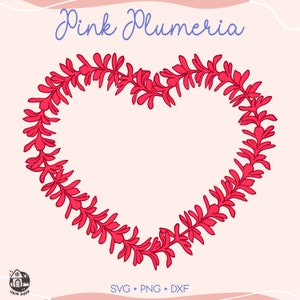 Heart Plumeria Lei | Floral lei Svg | Valentines Flower Svg Cut File | Lei Digital Download