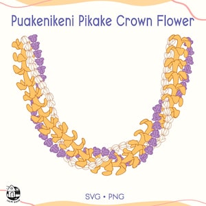 Puakenikeni Pikake and Crown Flower Lei Svg | Triple Flower Lei Svg | Twist Lei Flower Svg Cut File | Lei Digital Download