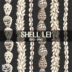 Seamless Pattern Seashell Lei | Hebrew Cone Shell Png | Vertical Seashell Lei Strand | Lei Digital Download