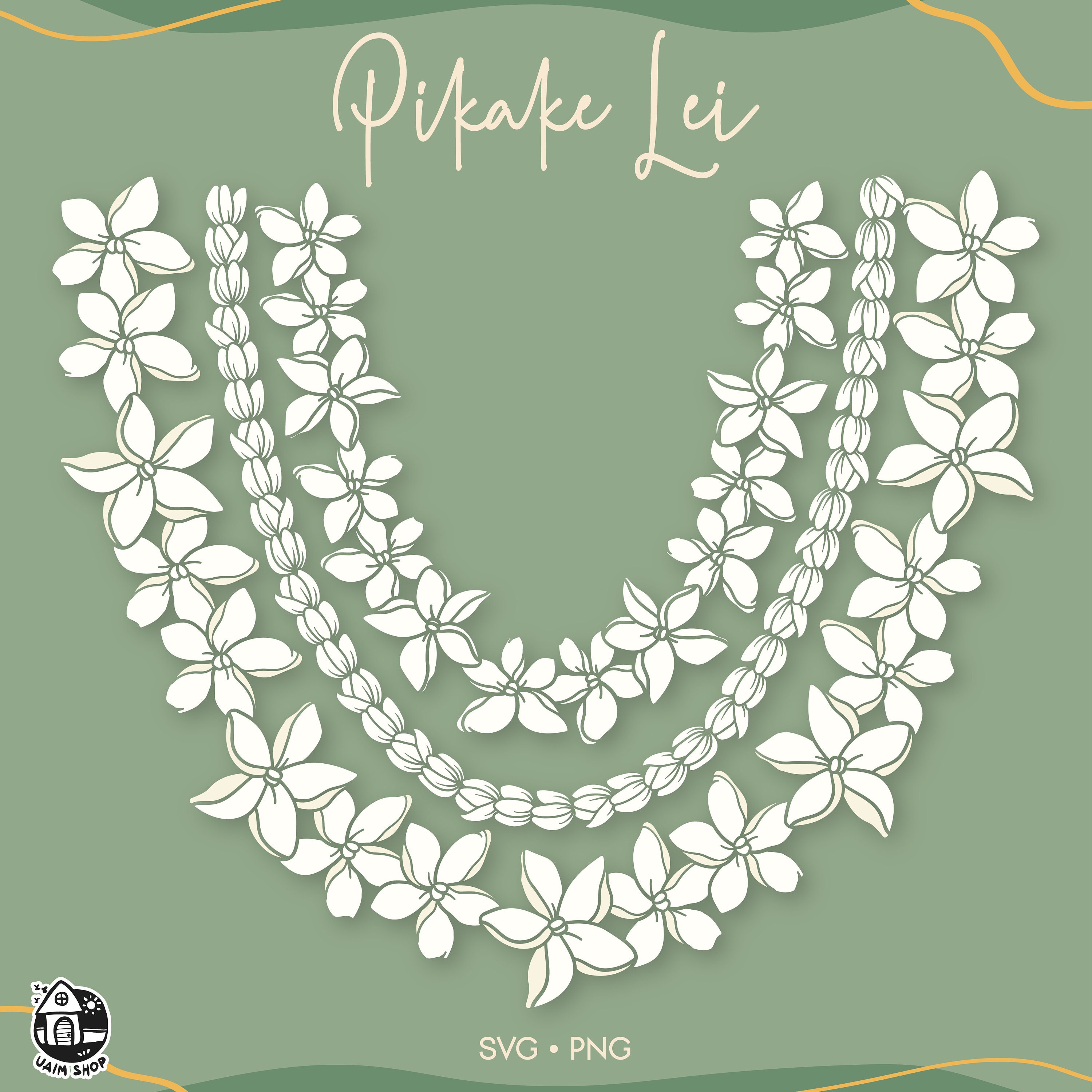Pikake Lei Svg | Floral lei Svg | Curve Flower Svg Cut File | Lei Digital Download
