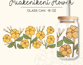 Glass Can 16 oz Puakenikeni Flowers | Floral Cup | Svg For Cut File | Digital Download