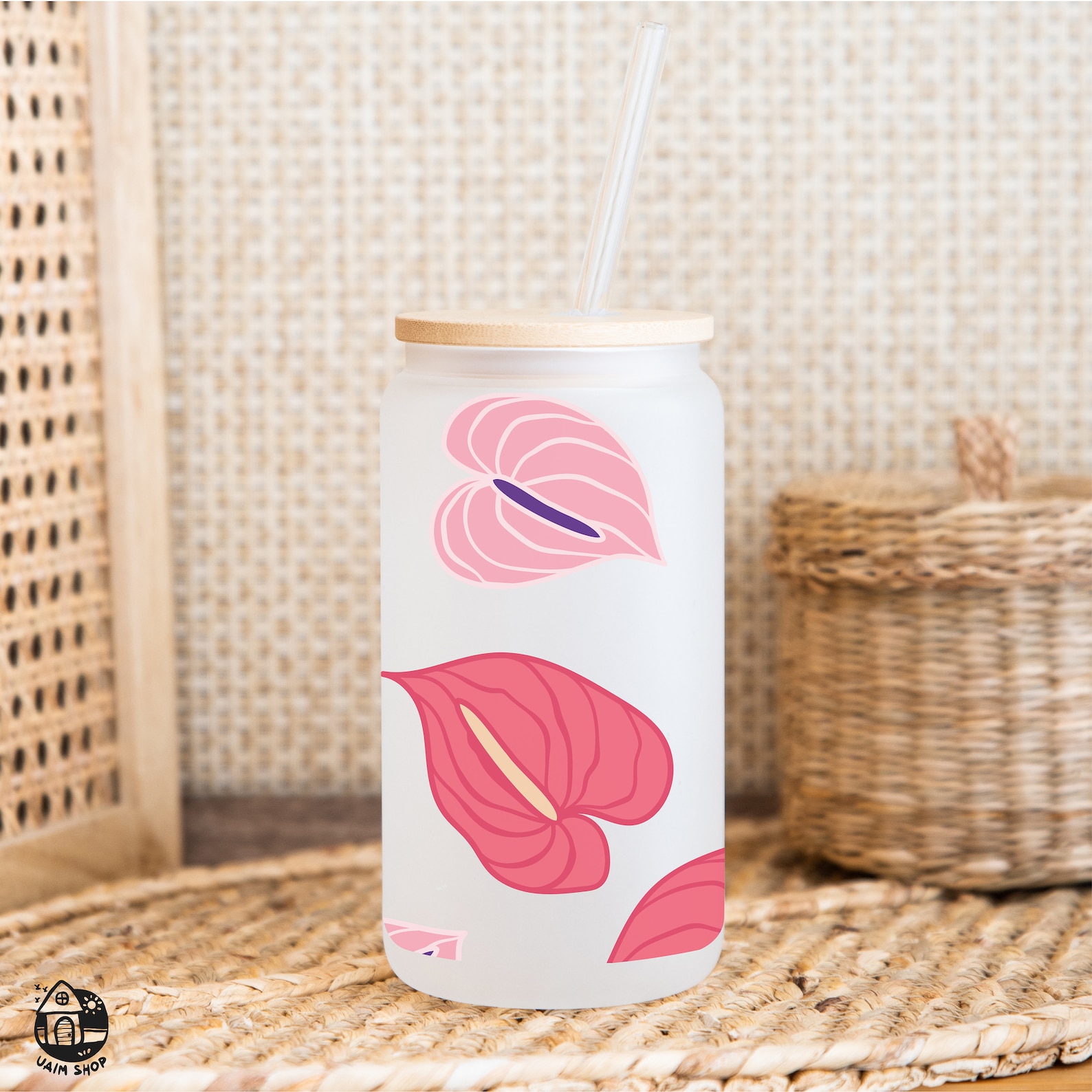 Glass Can 16 Oz Anthurium Flowers Svg | Svg for Cut File | Digital ...