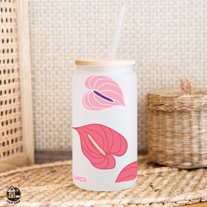 Glass Can 16 Oz Anthurium Flowers Svg | Svg for Cut File | Digital ...