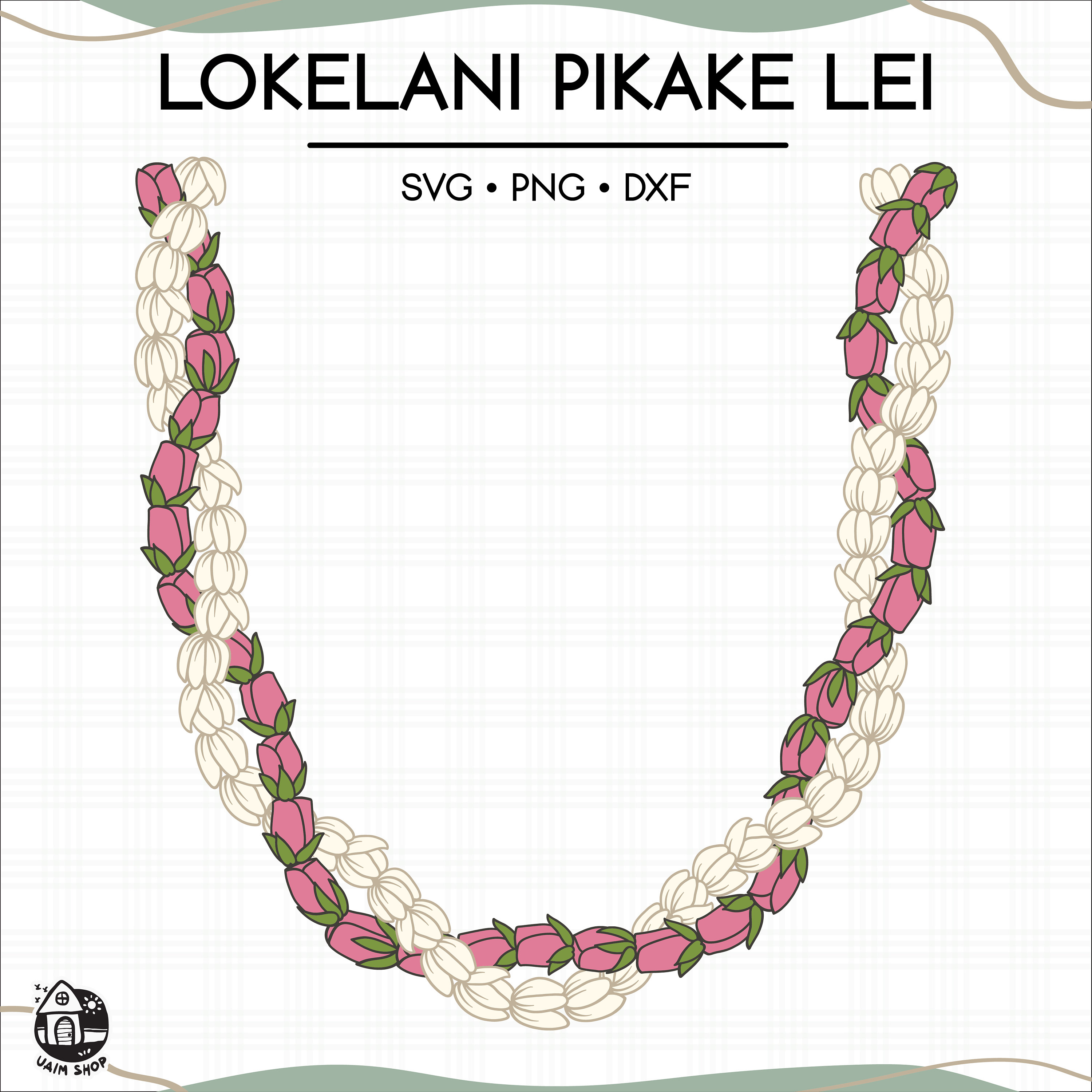 Lokelani Pikake Flowers Svg | Double Floral Lei | Svg Cut File