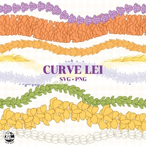 Seamless Pattern Curve Lei | Flowers Lei Png | Svg Cut File | Lei Digital Download