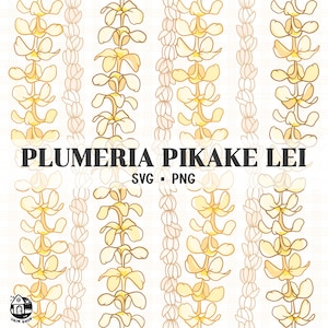 Seamless Pattern Plumeria and Pikake Lei | Vertical Floral Lei Png | Lei Digital Download