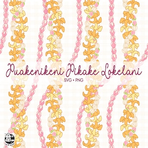 Seamless Pattern Puakenikeni Pikake And Lokelani Lei | Curve Flower | Lei Digital Download