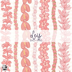 Seamless Pattern Plumeria Anthurium Lokelani Png | Pikake Lei Cut File | Digital Download