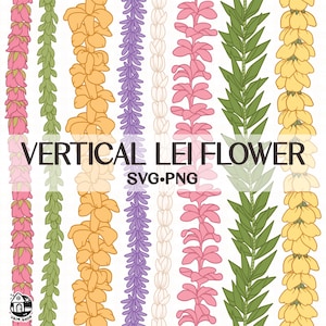 Seamless Pattern Vertical Lei Flowers | Lei Strand Png | Svg Cut File | Lei Digital Download