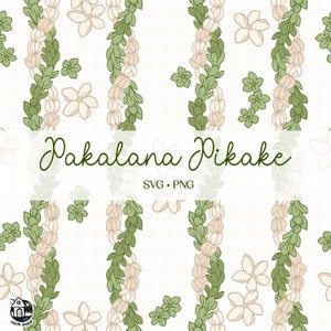 Seamless Pattern Pakalana and Pikake Lei | Curve Lei Flower Png | Twist Lei Svg Cut File | Lei Digital Download