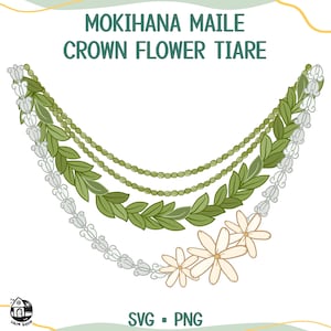 Mokihana Maile And Crown Flower Lei Svg | Tiare Floral Svg | Curve Lei Flower Digital Download